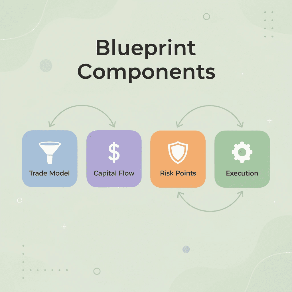 Process flow showing four blueprint components
