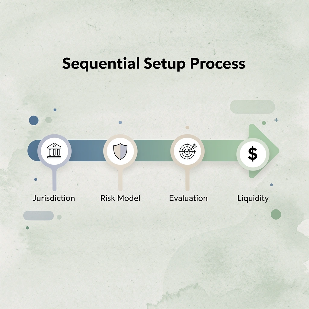 Sequential progression showing prop firm setup steps