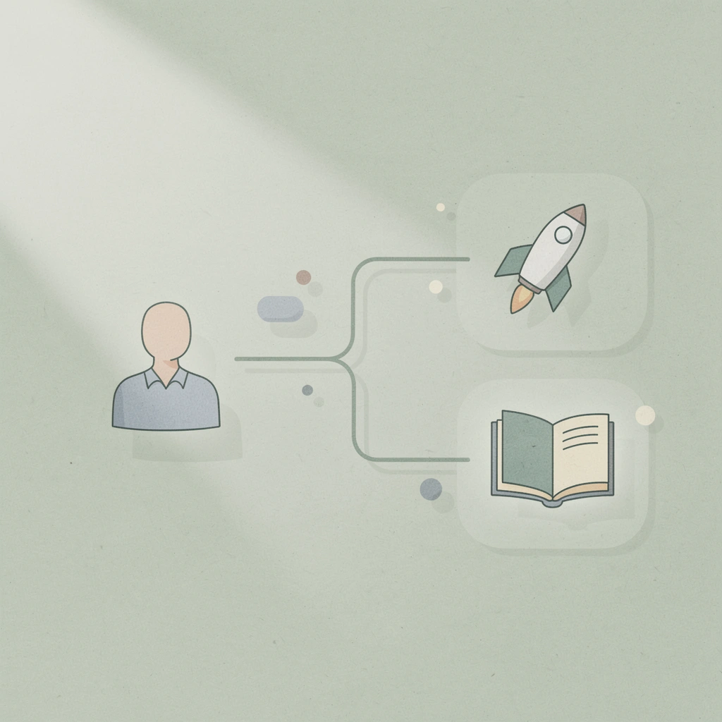 Icon showing prop firm splitting into two different paths
