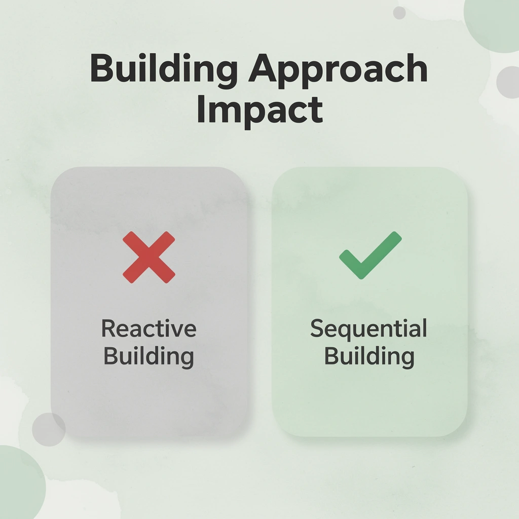 Before and after comparison of reactive versus sequential building approaches