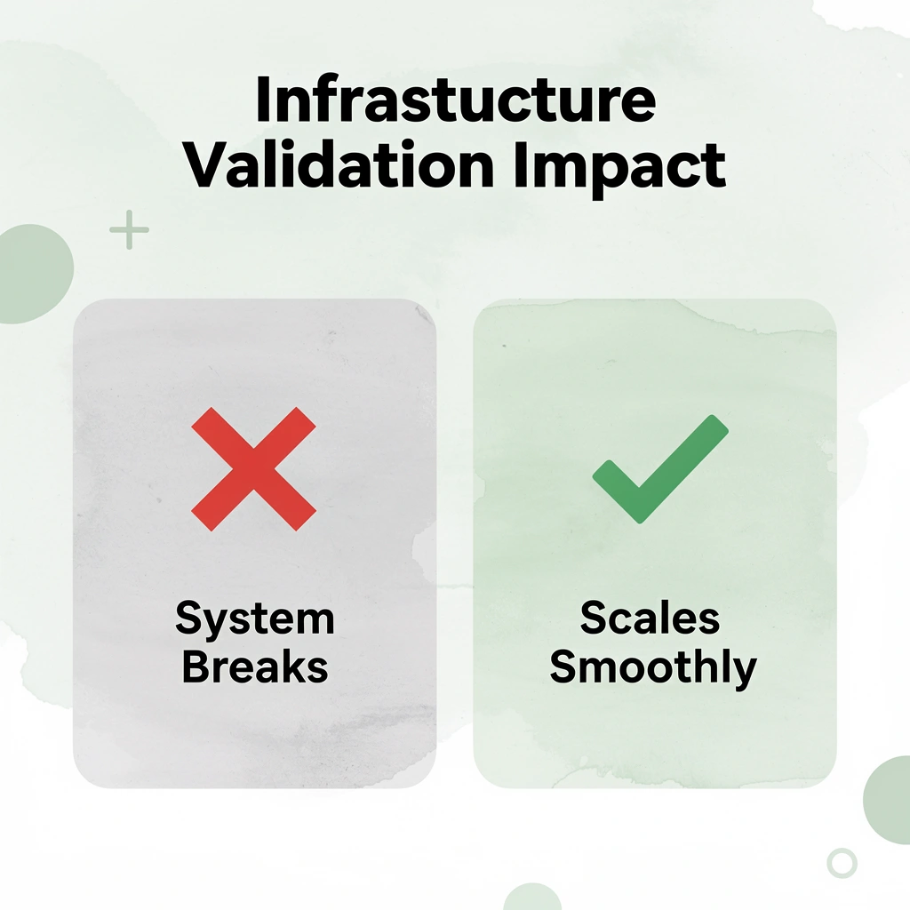 Before and after comparison of infrastructure validation impact