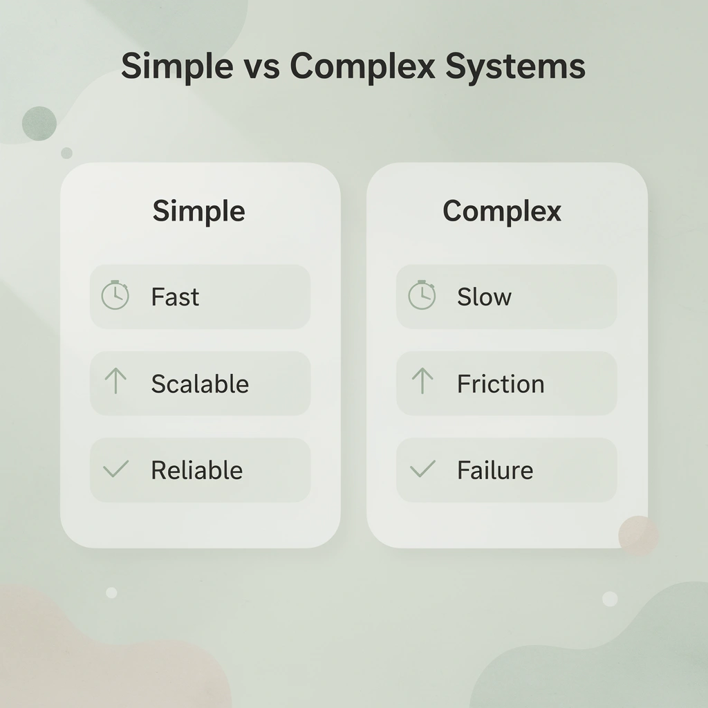Comparison chart showing simple versus complex systems