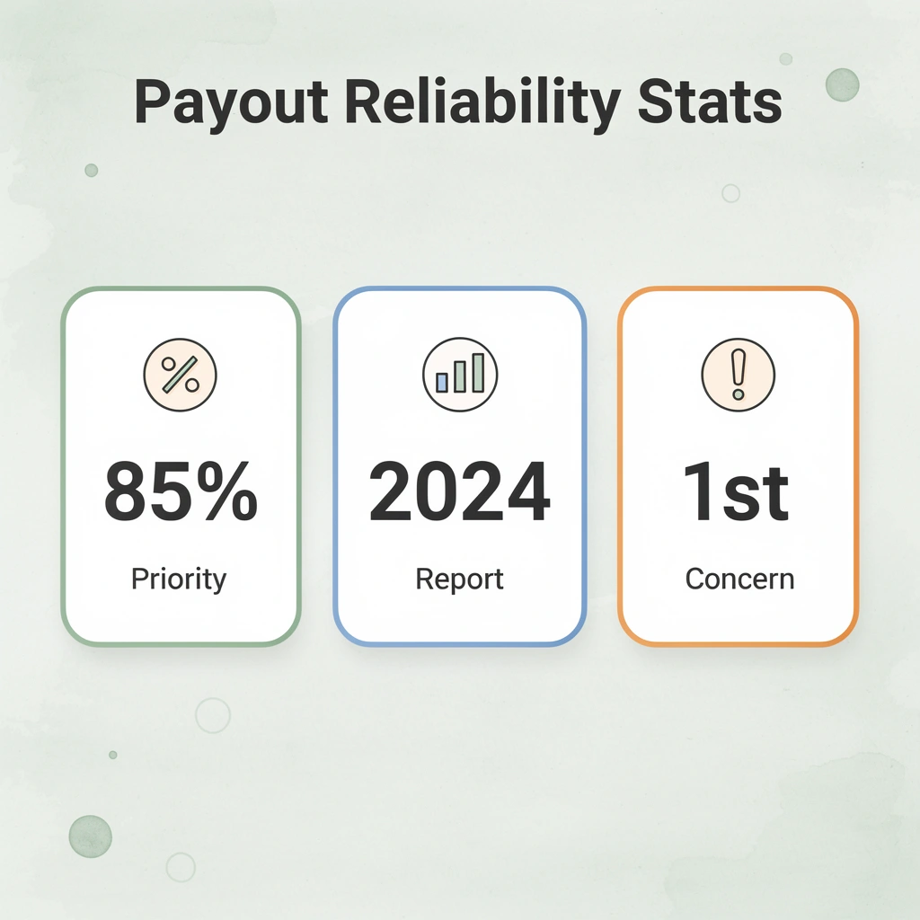 Statistics showing 85% of traders prioritize payout reliability