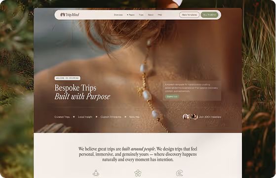 Travel studios & Custom trip Webflow Template