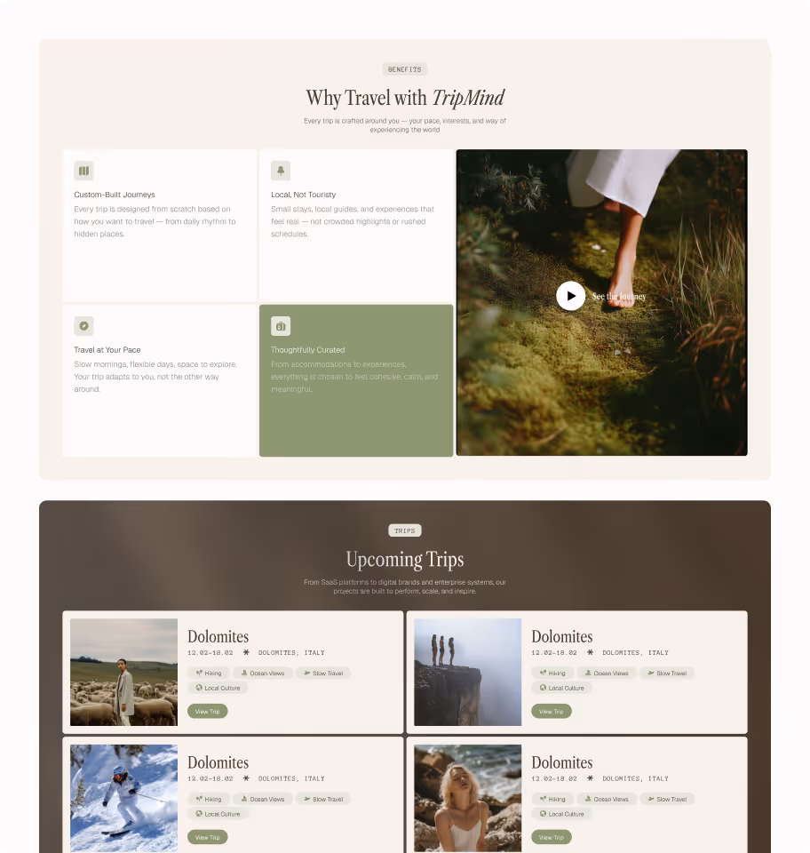 Travel studios & Custom trip Webflow Template