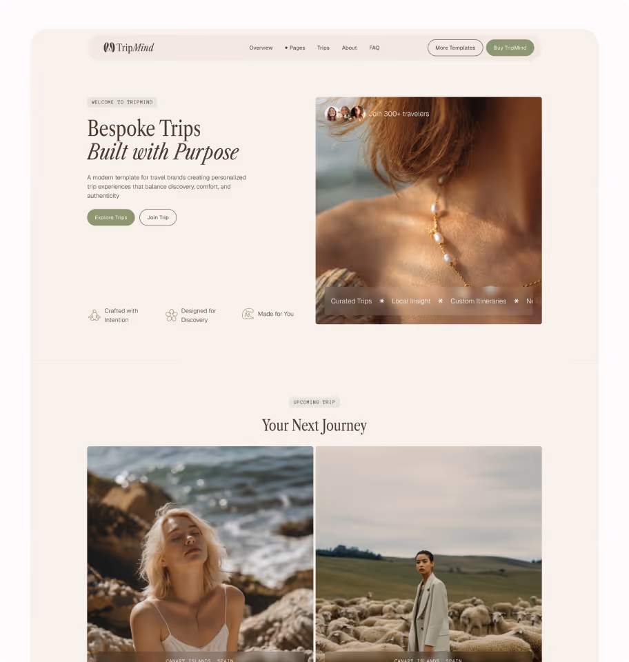 Travel studios & Custom trip Webflow Template