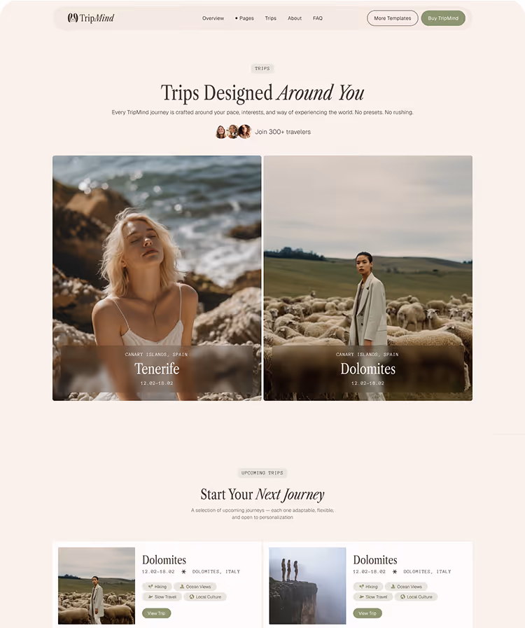 Travel studios & Custom trip Webflow Template