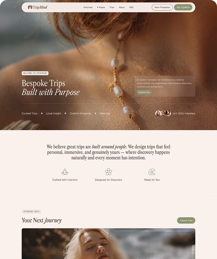 Travel studios & Custom trip Webflow Template