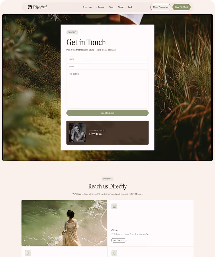 Travel studios & Custom trip Webflow Template