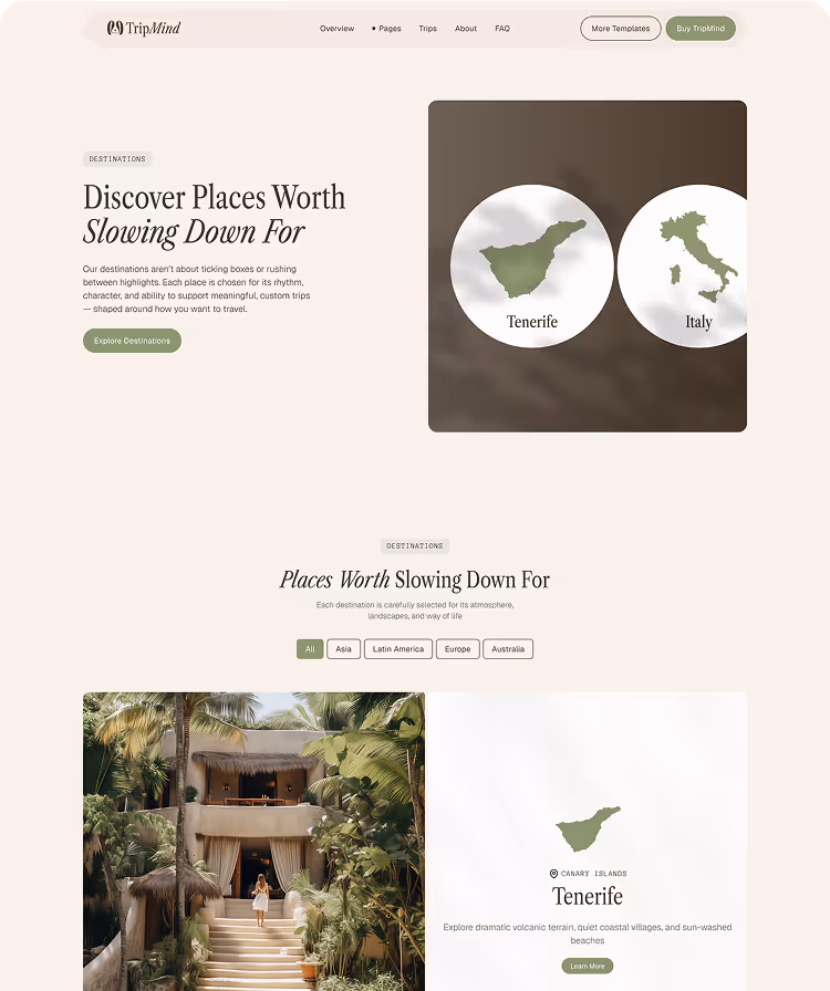 Travel studios & Custom trip Webflow Template
