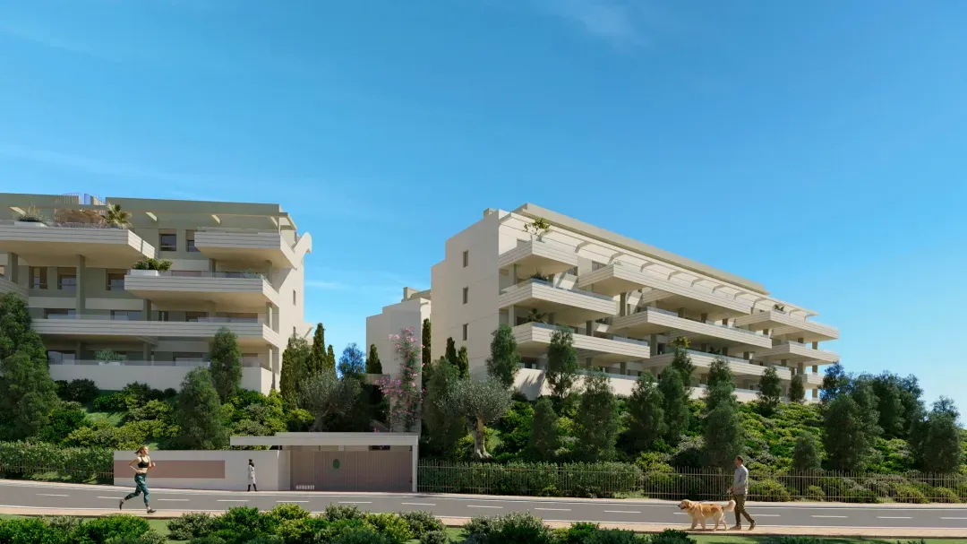 Greenity – niskie budynki osiedla wśród zieleni w Mijas