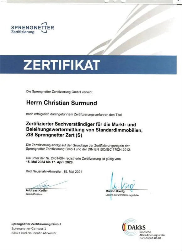 ISO 17024 Zertifikat Sprengnetter