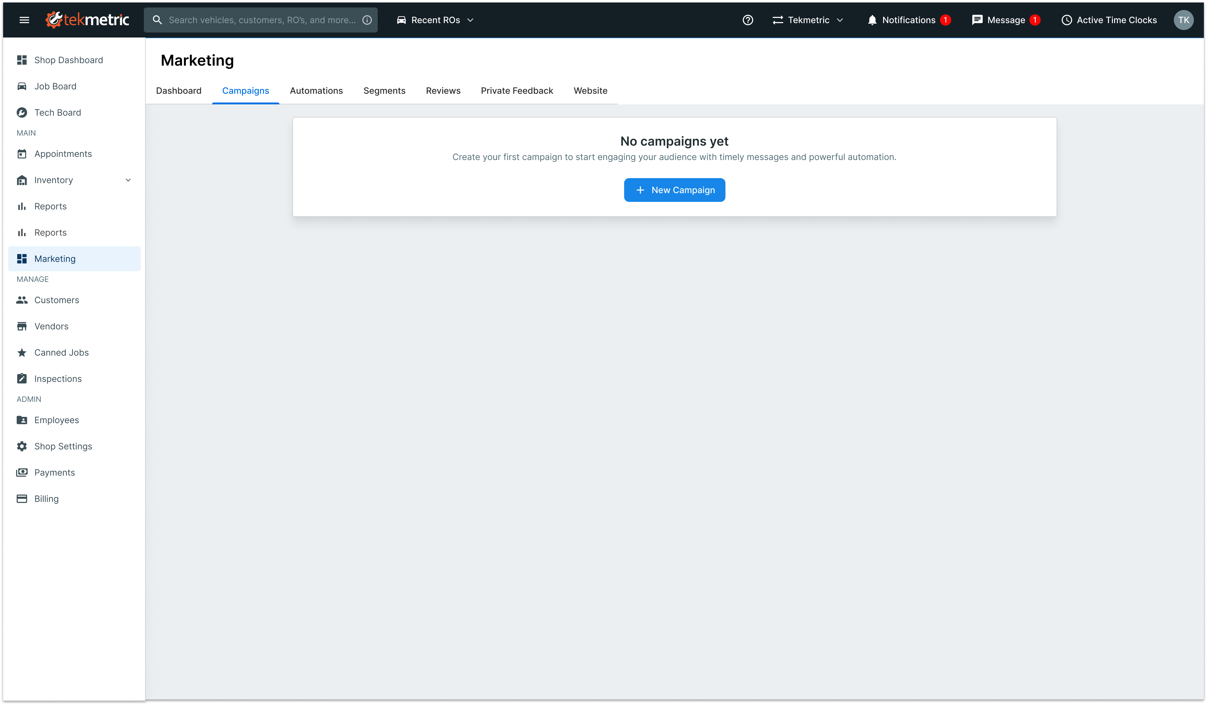 Dashboard mockup