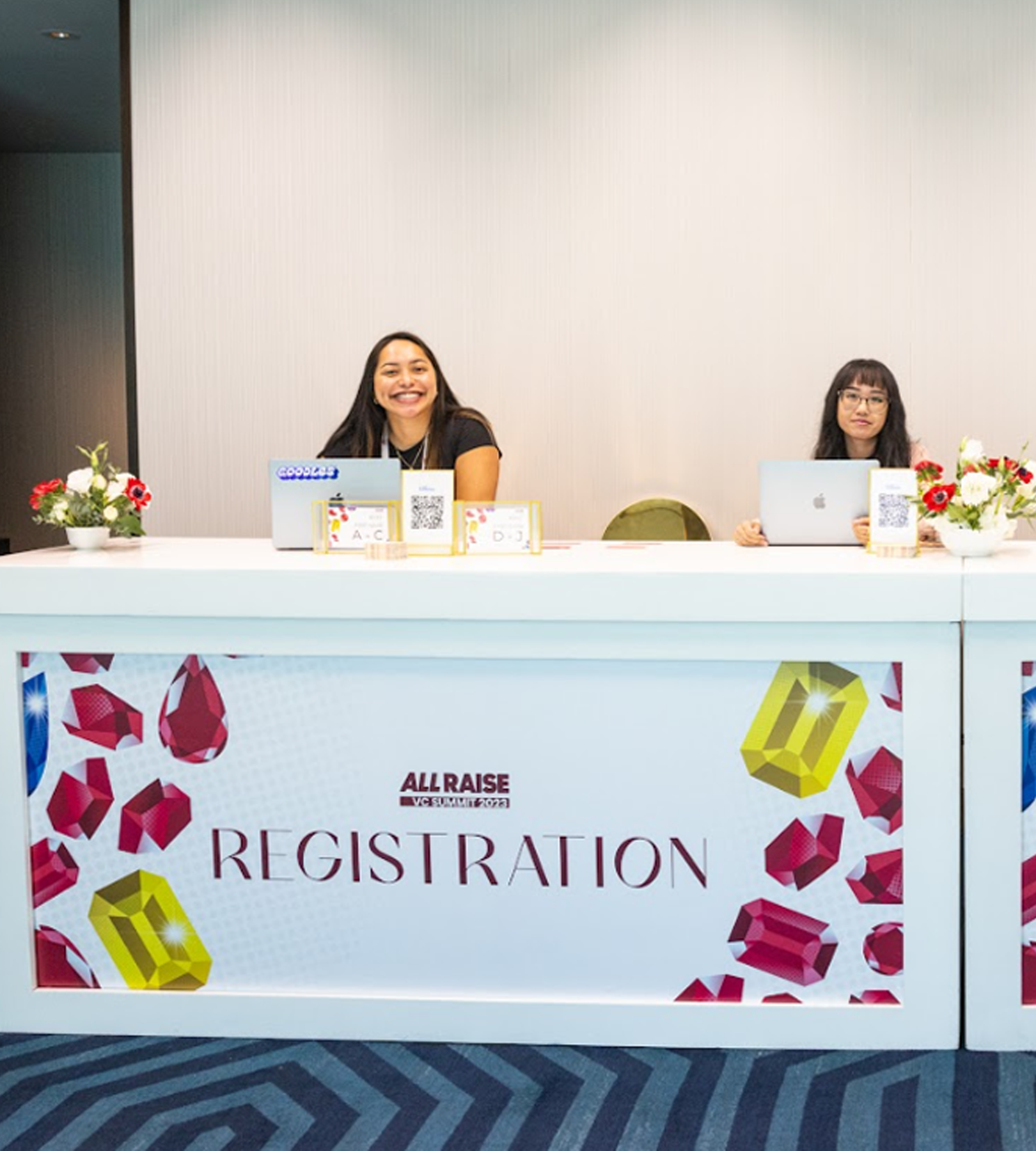 A scalable event brand design for All Raise VC Summit, creating a polished and cohesive experience across physical and digital touchpoints.