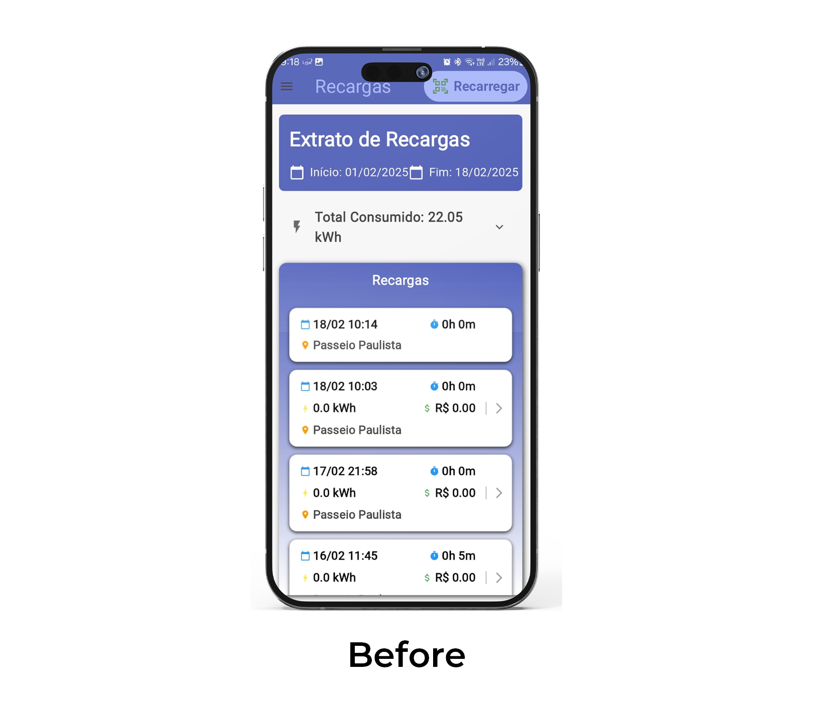 For this project, I completely re-designed Zuuz Mobilidade Elétrica's charging app, taking it from a difficult, unfriendly interface to a modern, streamlined experience.
