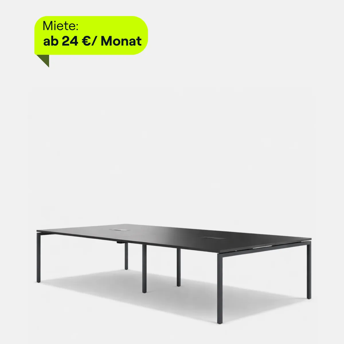 Moderner Konferenztisch Nova mit schwarzer Tischplatte und Metallgestell für Besprechungsräume