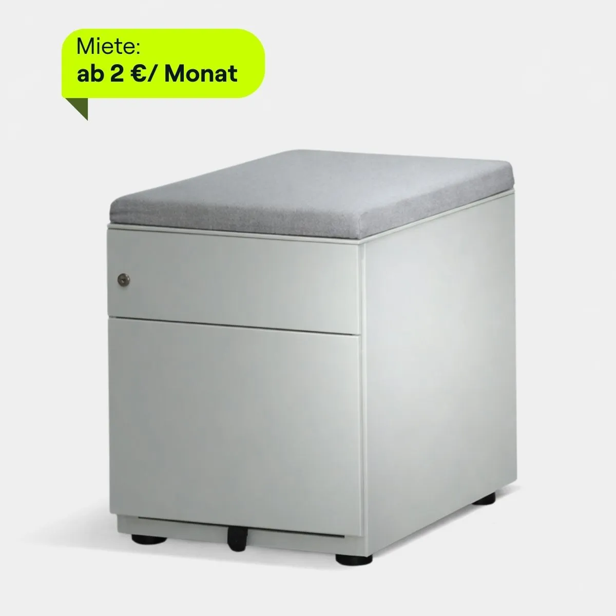 Rollcontainer Bisley Note mit Sitzpolster und Schublade für Büroarbeitsplätze