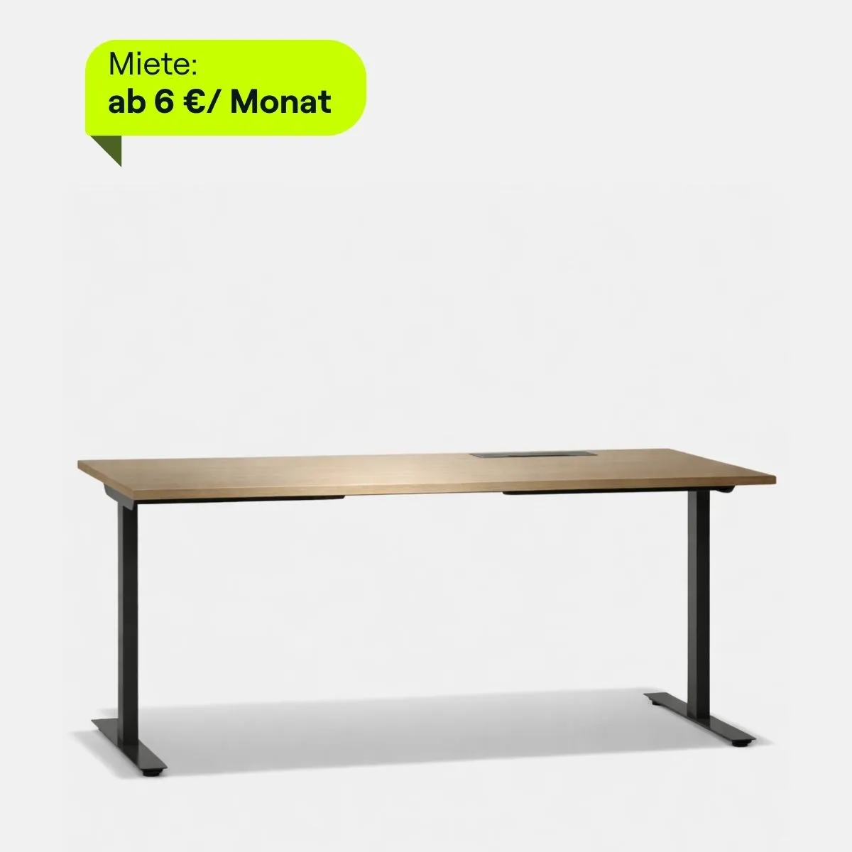 Höhenverstellbarer Schreibtisch Narbutas T-Easy mit Holzplatte und schwarzem Metallgestell