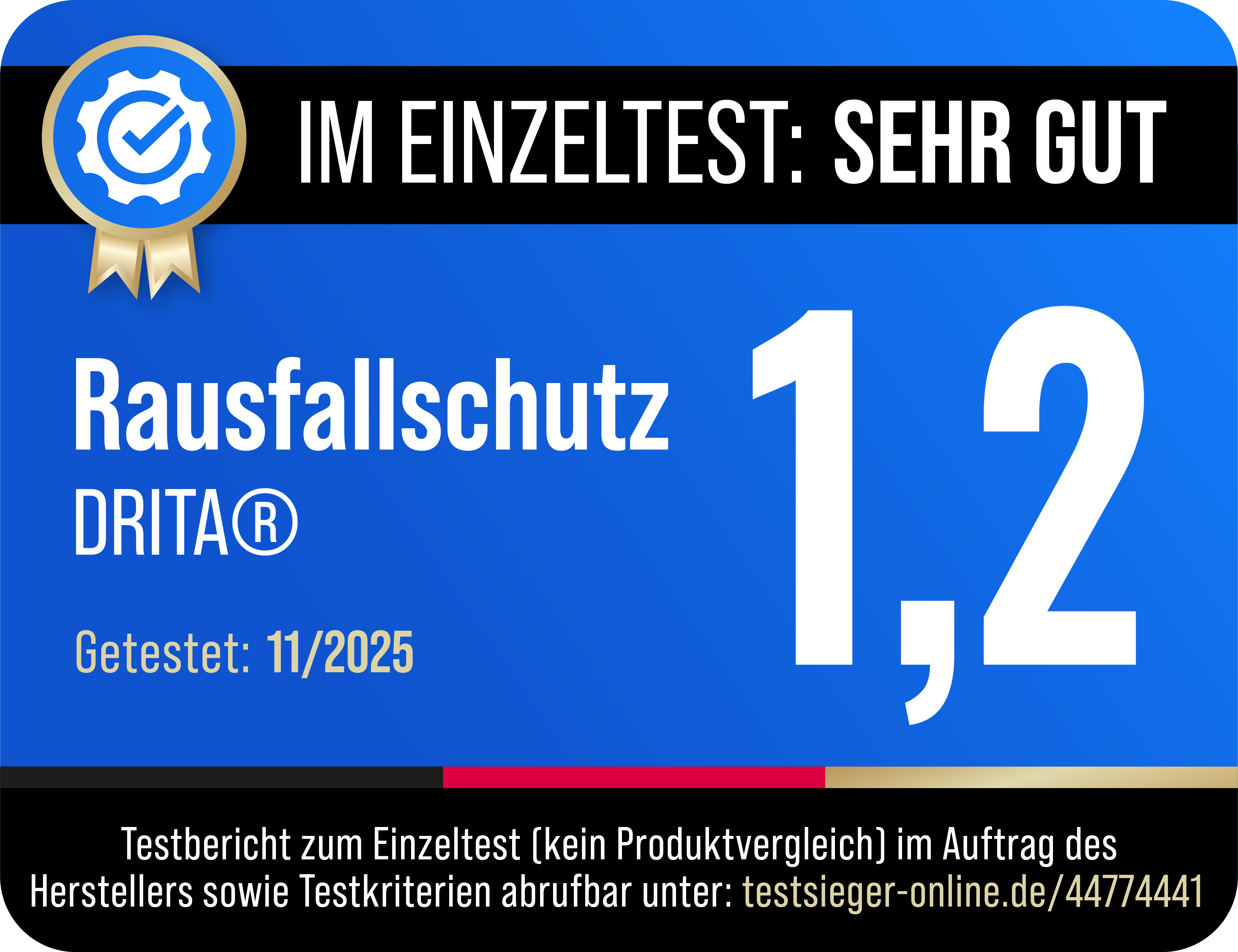 DRITA® Testsieger-online.de – Note 1,2, zum Testbericht