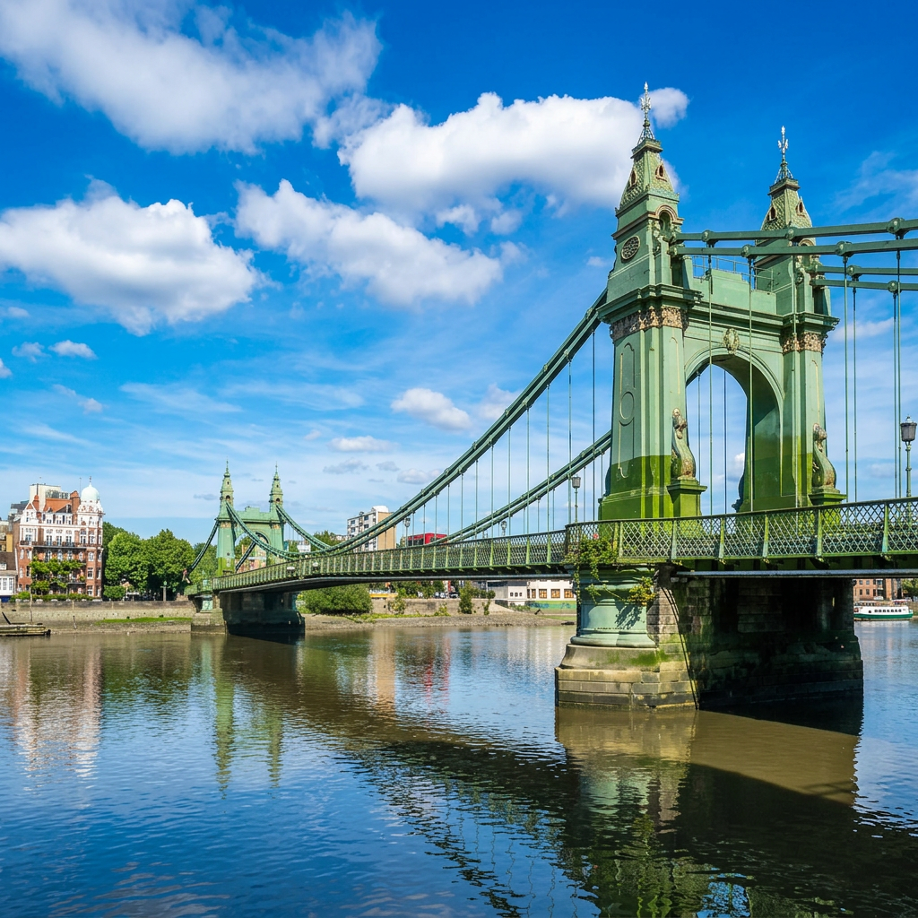 The Thames riverside path and Hammersmith Bridge