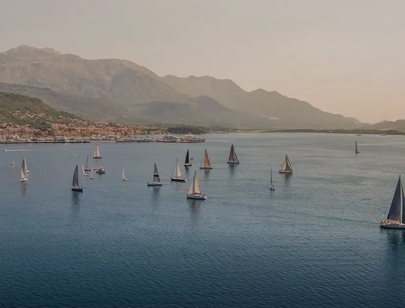 People sailing in Tivat Bay Montenegro during a private sea experience