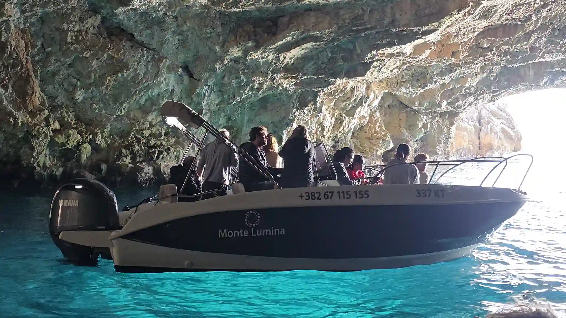 Swimming inside Blue Cave during a private speedboat experience in Montenegro