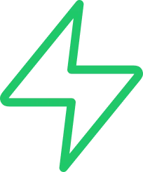 Green lightning bolt icon symbolizing electricity or energy.