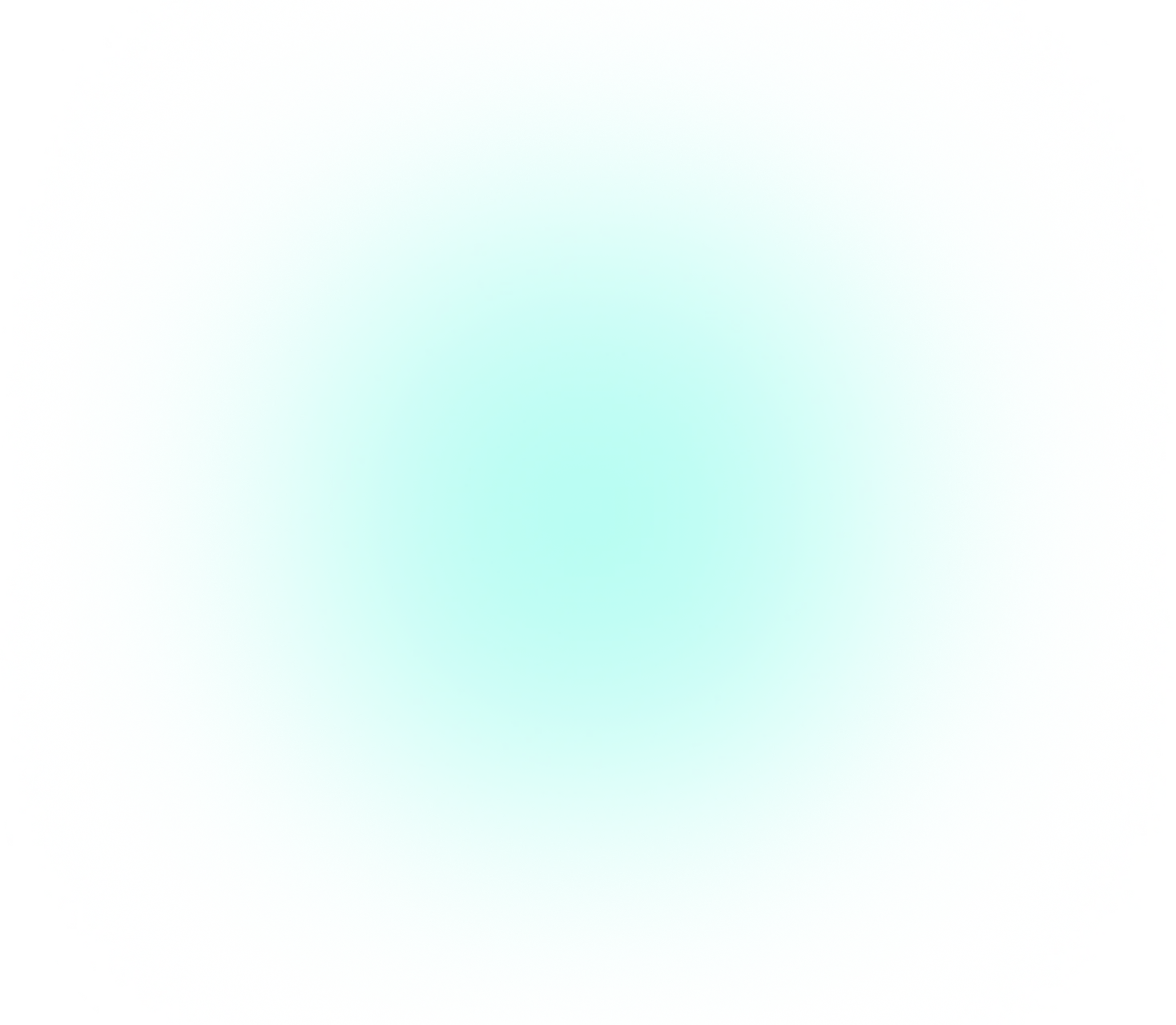 Bright turquoise circular gradient with a glowing center fading to white edges.