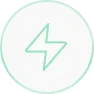 Green lightning bolt icon inside a circular border.