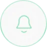 Minimalist bell icon centered in a light circular background with a green border.