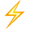 Yellow lightning bolt icon with orange outline.