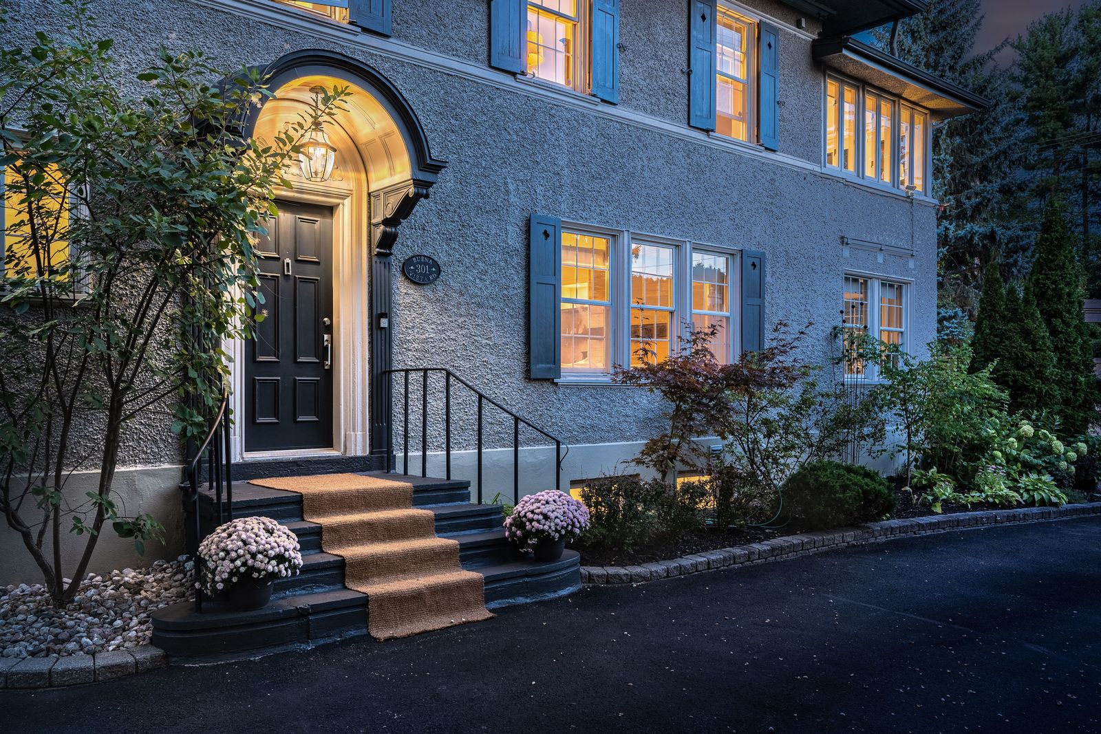 Twilight exterior of a Rockcliffe Park home, Ottawa, Ottawa