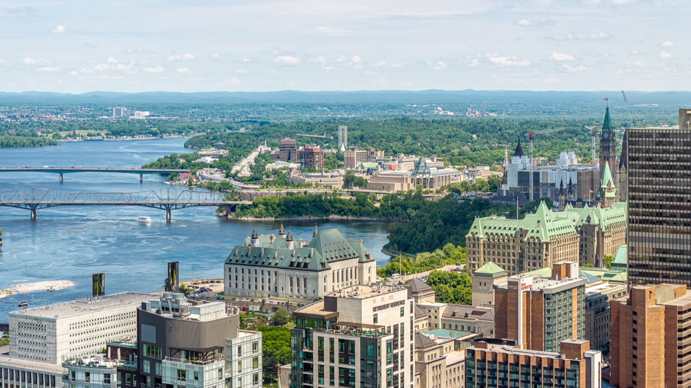 Aerial view over a Centretown property, Ottawa