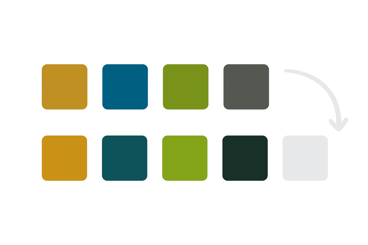 Comparison of before and after for FBA's colour palette.