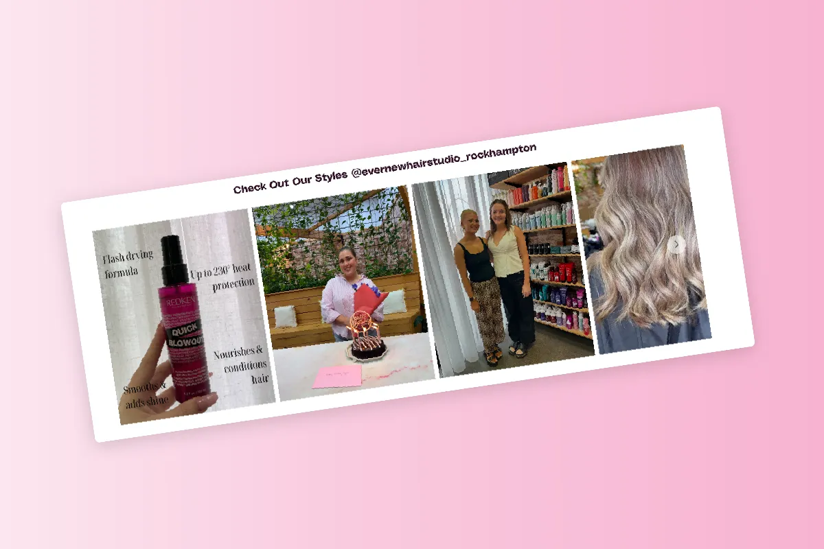 Screenshot of an Instagram feed from Evernew Hair Studio.