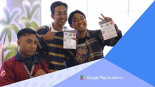Study Jam participants holding their Google Play Academy certificates