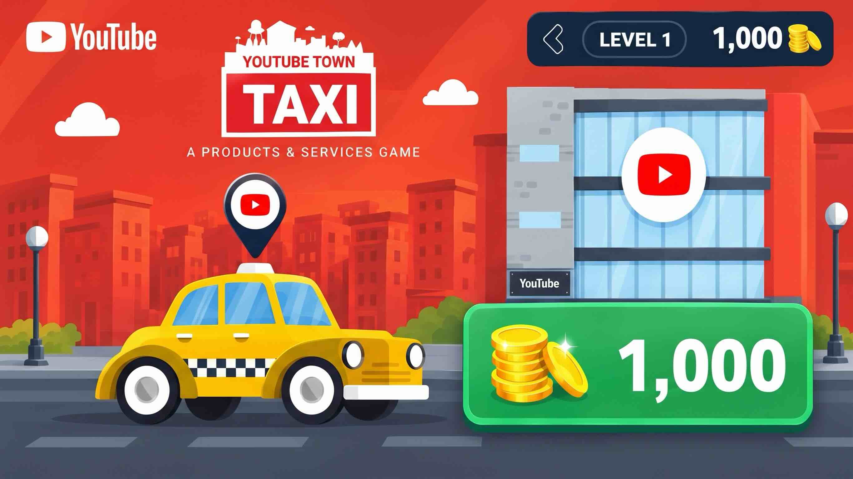 Still from the YouTube Town Taxi products and services game