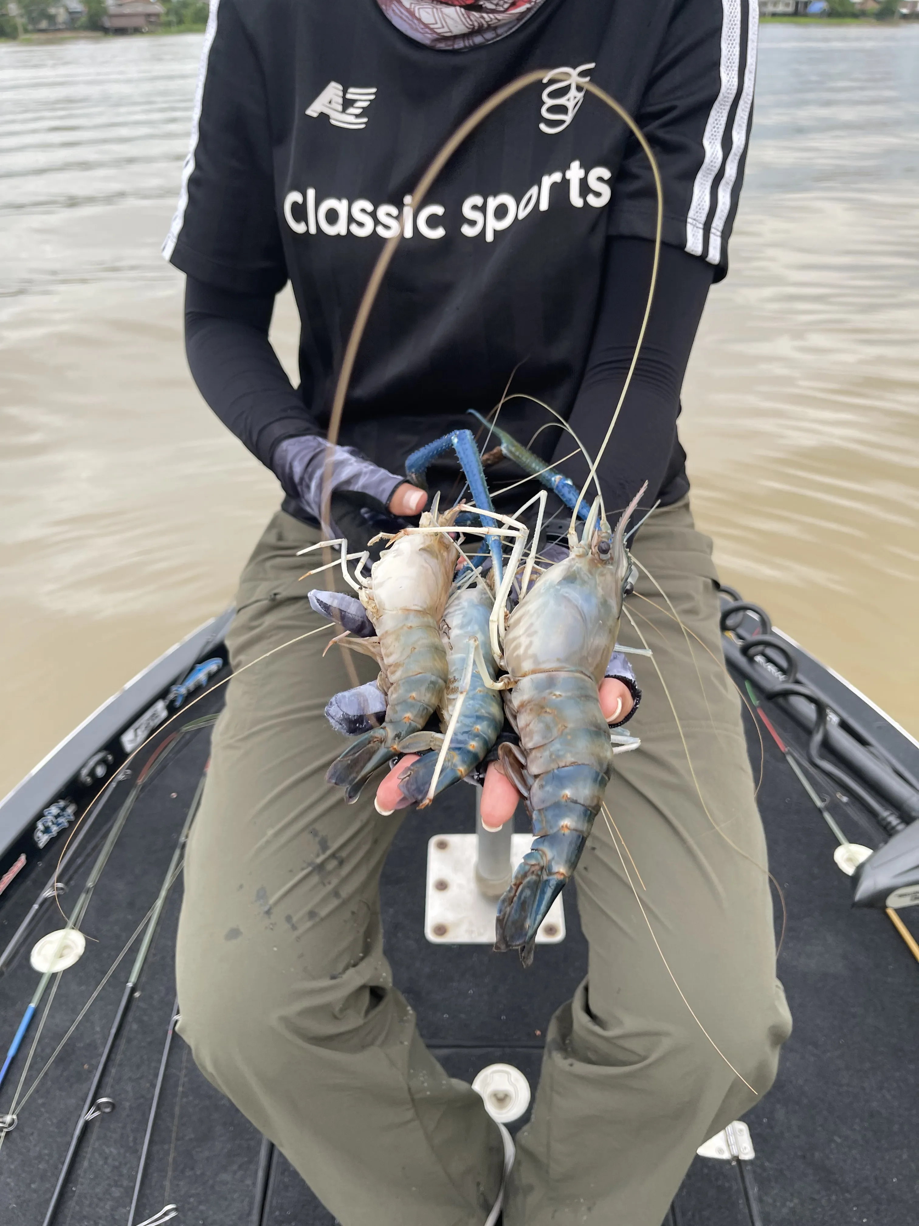 A full day on the water shrimp fishing from a 13-foot fiberglass boat