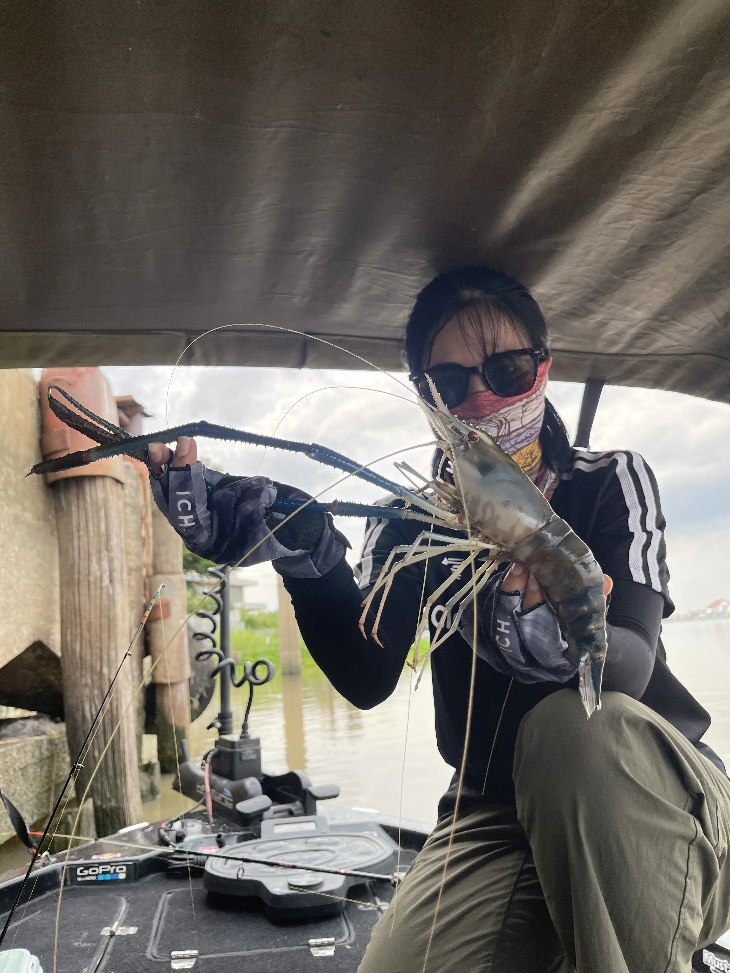 Fishing for shrimp from your own boat instead of using a boatman on the Chao Phraya river