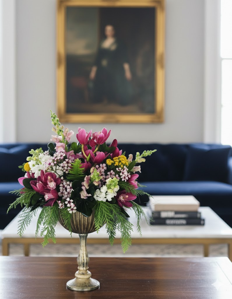 Premium mixed flower arrangement featuring red roses and white calla lilies in a silver vase