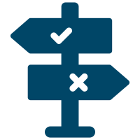Blue performance icon with ascending bar chart and upward arrow.