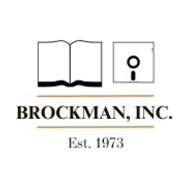 Logo of Brockman, Inc. featuring an open book icon, a square with a circle and line icon, and text 'BROCKMAN, INC. Est. 1973'.