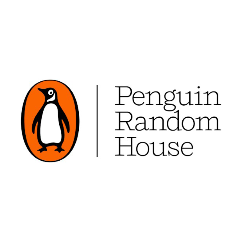 Penguin Random House logo with a stylized black and white penguin inside an orange oval next to the text 'Penguin Random House'.
