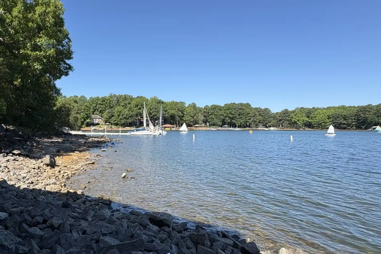 The shoreline of Lake Norman in Huntersville, NC