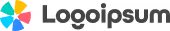 Logo featuring a colorful abstract graphic with four segments in green, blue, pink, and yellow next to the word 'Logolipsum' in dark gray text.