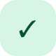 Dark green check mark inside a light green circle background.