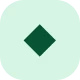 Dark green diamond shape centered on a light green circular background.