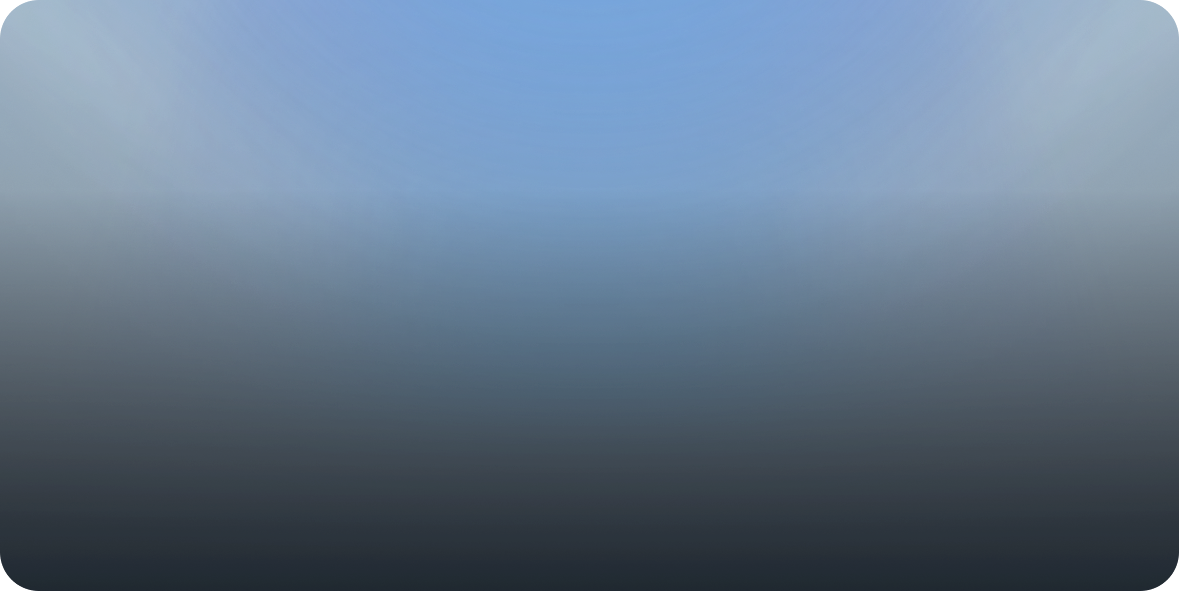 Gradient blue background transitioning from light blue at the top to dark blue and black at the bottom, with rounded corners.
