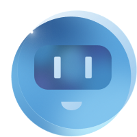 Blue circular icon with a stylized electrical outlet design featuring two vertical slots and a small rounded opening below.