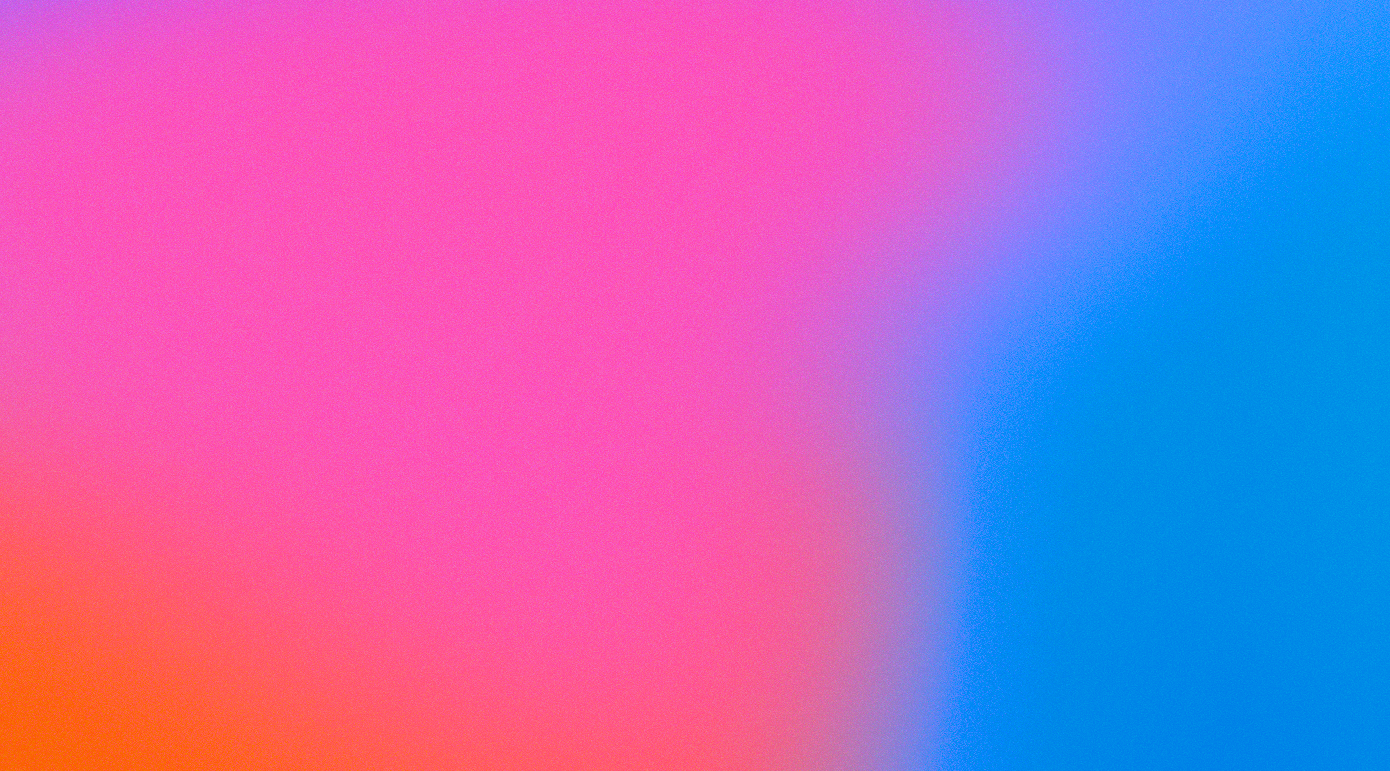 Gradient background blending pink, orange, purple, and blue colors.